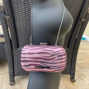 BCBG hard case sequin clutch bag